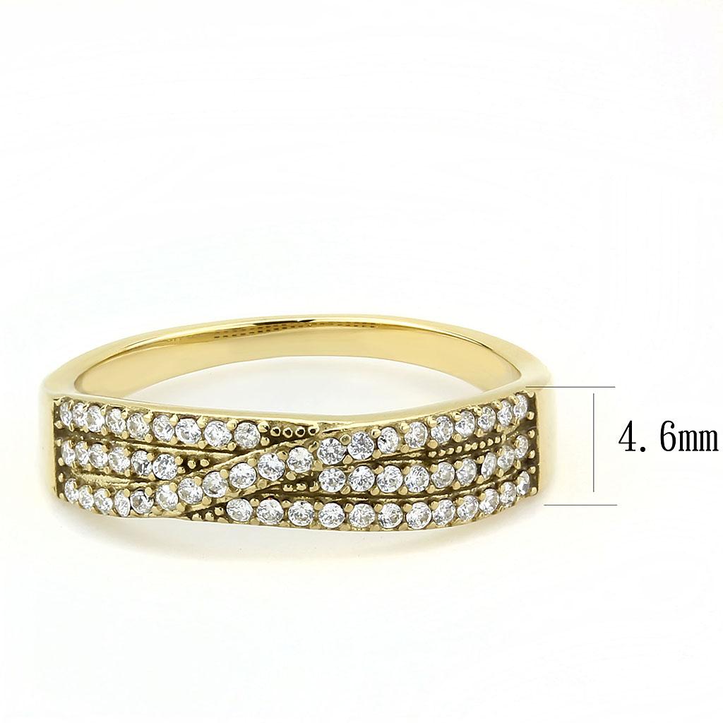 DA321 - IP Gold(Ion Plating) Stainless Steel Ring with AAA Grade CZ in Clear