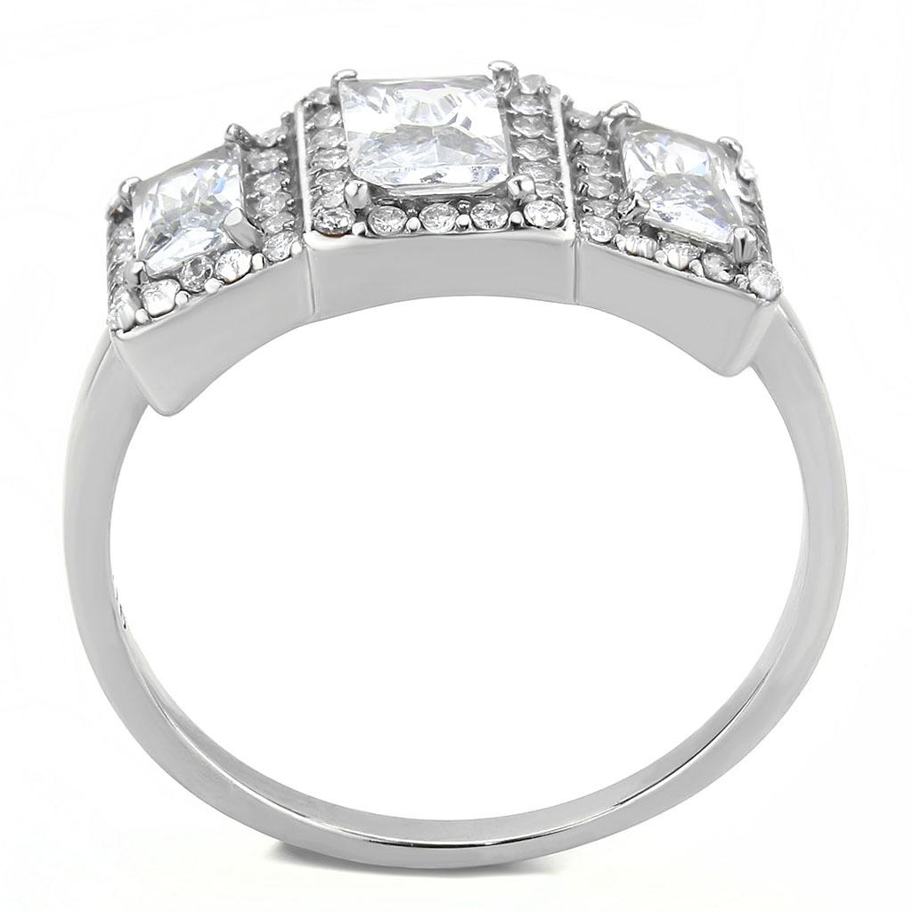 DA322 - No Plating Stainless Steel Ring with AAA Grade CZ in Clear