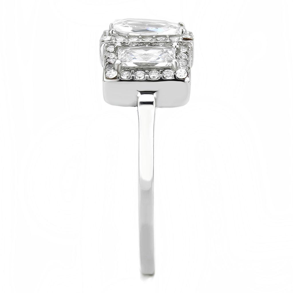 DA322 - No Plating Stainless Steel Ring with AAA Grade CZ in Clear