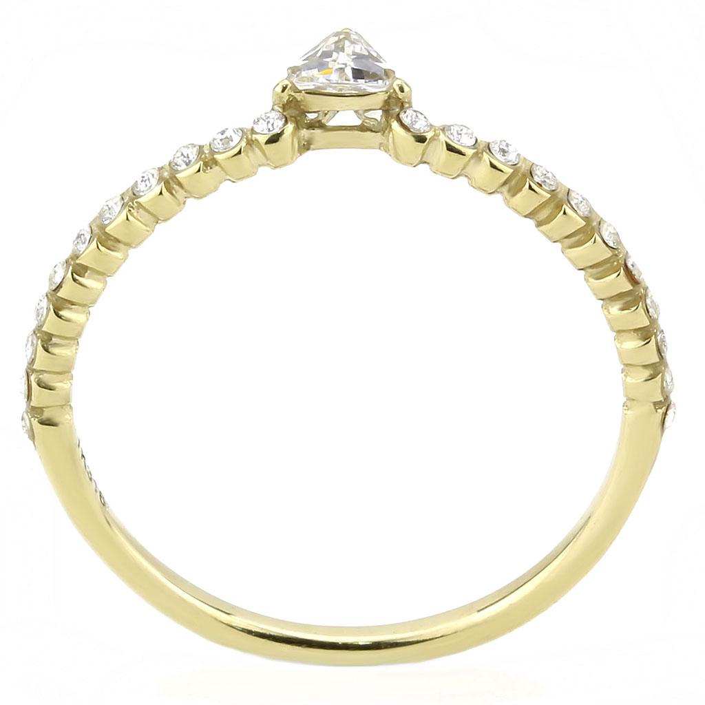 DA323 - IP Gold(Ion Plating) Stainless Steel Ring with AAA Grade CZ in Clear