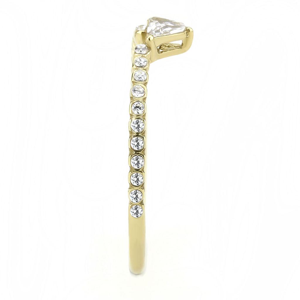 DA323 - IP Gold(Ion Plating) Stainless Steel Ring with AAA Grade CZ in Clear