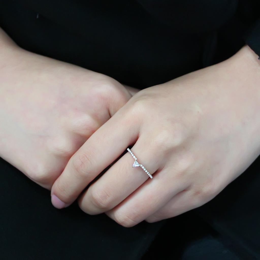 DA323 - IP Gold(Ion Plating) Stainless Steel Ring with AAA Grade CZ in Clear