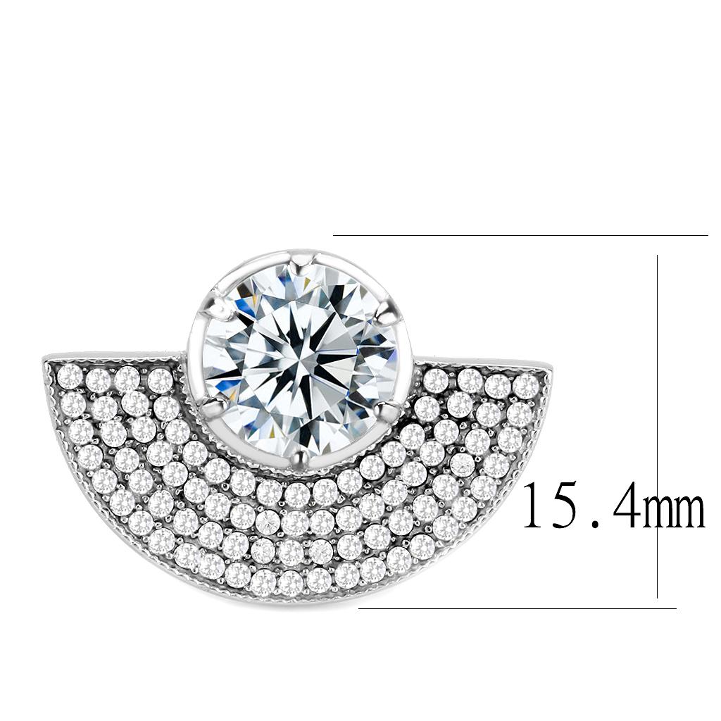 DA336 - No Plating Stainless Steel Ring with AAA Grade CZ in Clear