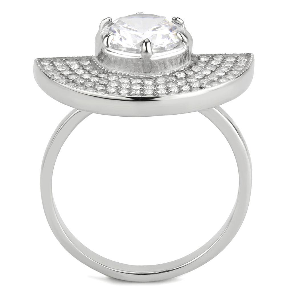 DA336 - No Plating Stainless Steel Ring with AAA Grade CZ in Clear