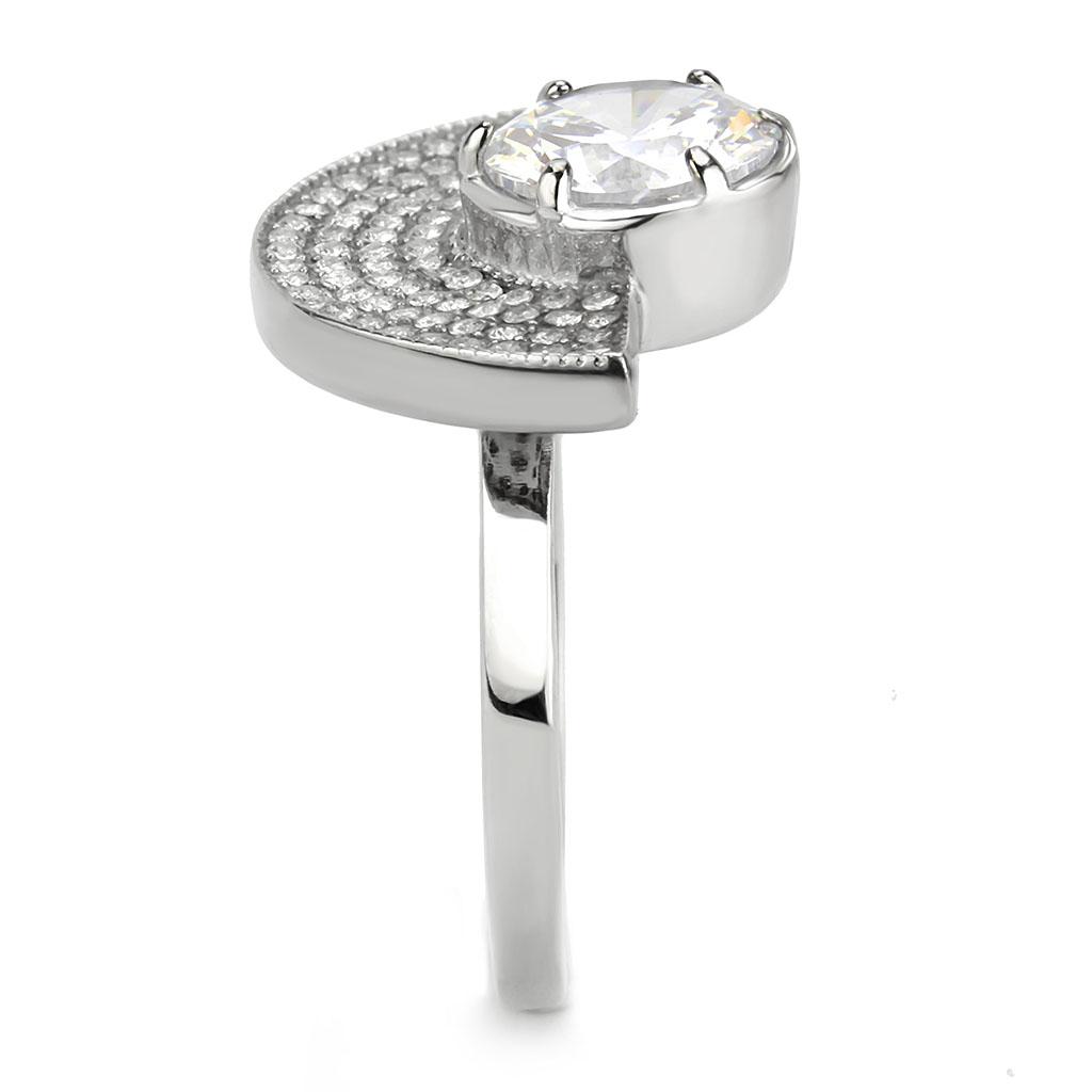 DA336 - No Plating Stainless Steel Ring with AAA Grade CZ in Clear