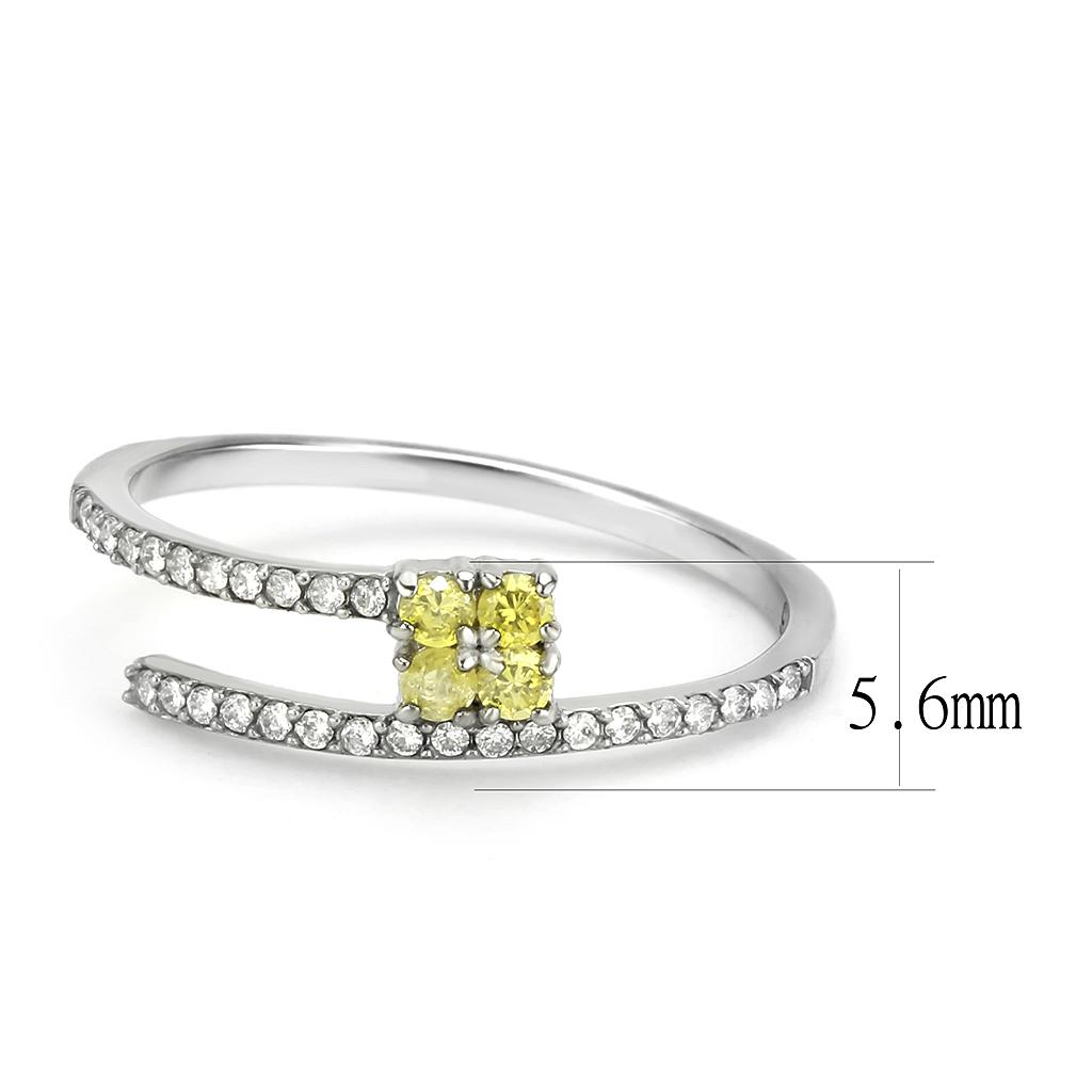 DA338 - No Plating Stainless Steel Ring with AAA Grade CZ in Topaz