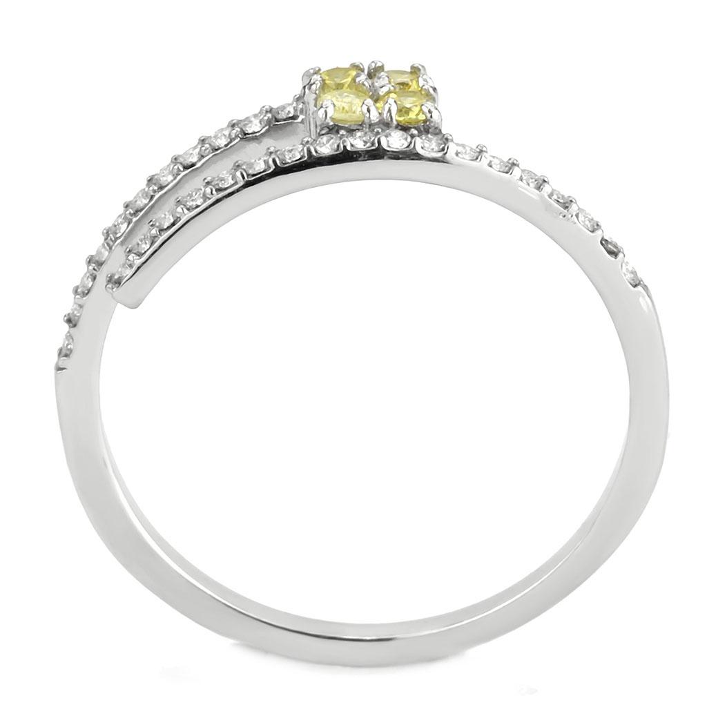 DA338 - No Plating Stainless Steel Ring with AAA Grade CZ in Topaz