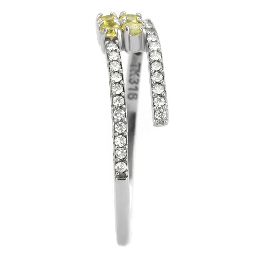 DA338 - No Plating Stainless Steel Ring with AAA Grade CZ in Topaz