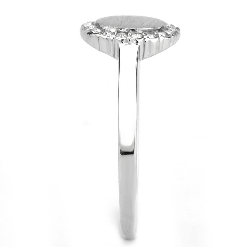 DA340 - No Plating Stainless Steel Ring with AAA Grade CZ in Clear