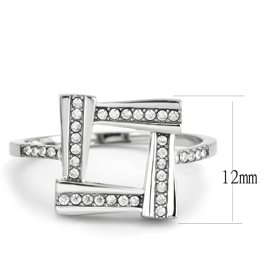 DA341 - No Plating Stainless Steel Ring with AAA Grade CZ in Clear
