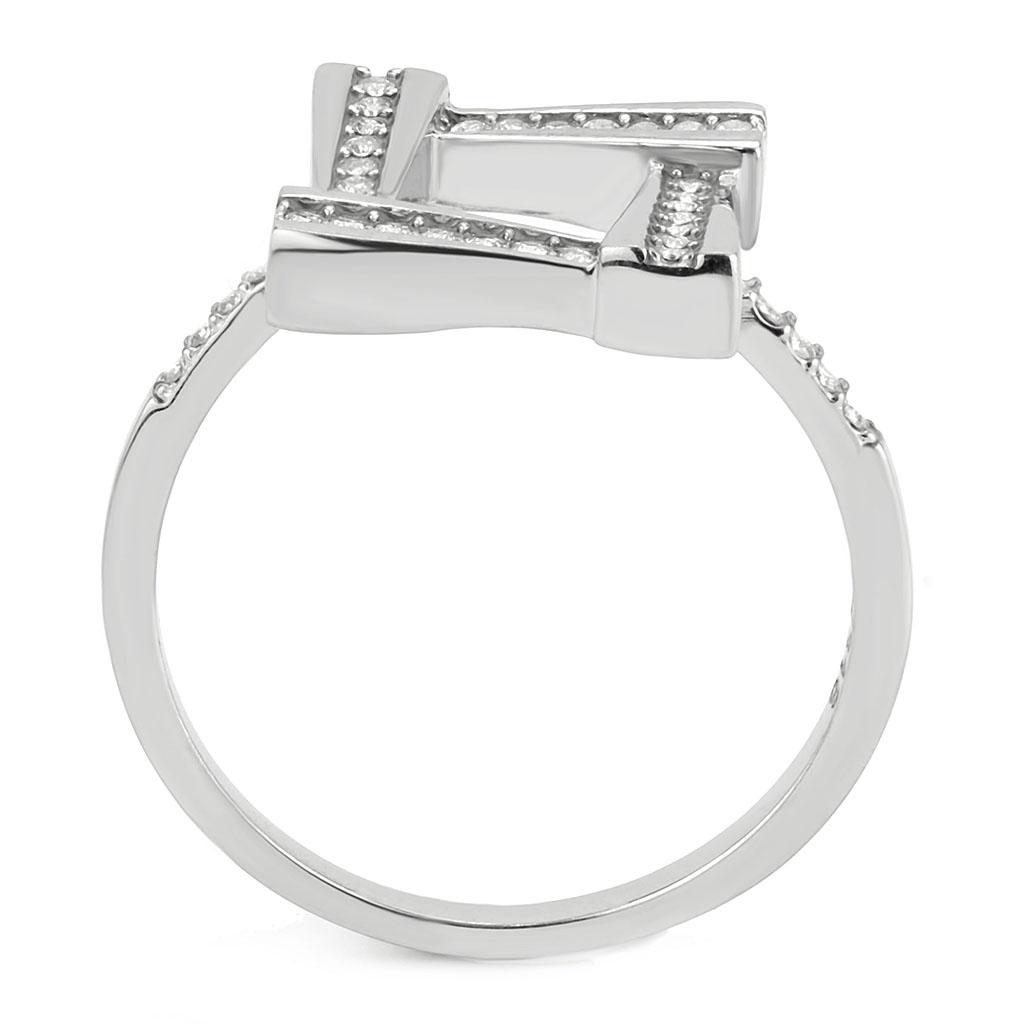DA341 - No Plating Stainless Steel Ring with AAA Grade CZ in Clear
