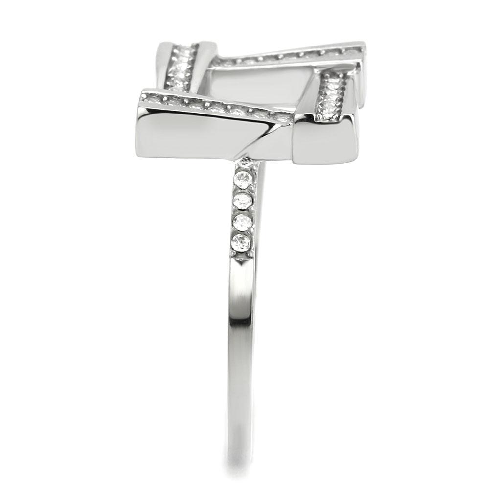 DA341 - No Plating Stainless Steel Ring with AAA Grade CZ in Clear