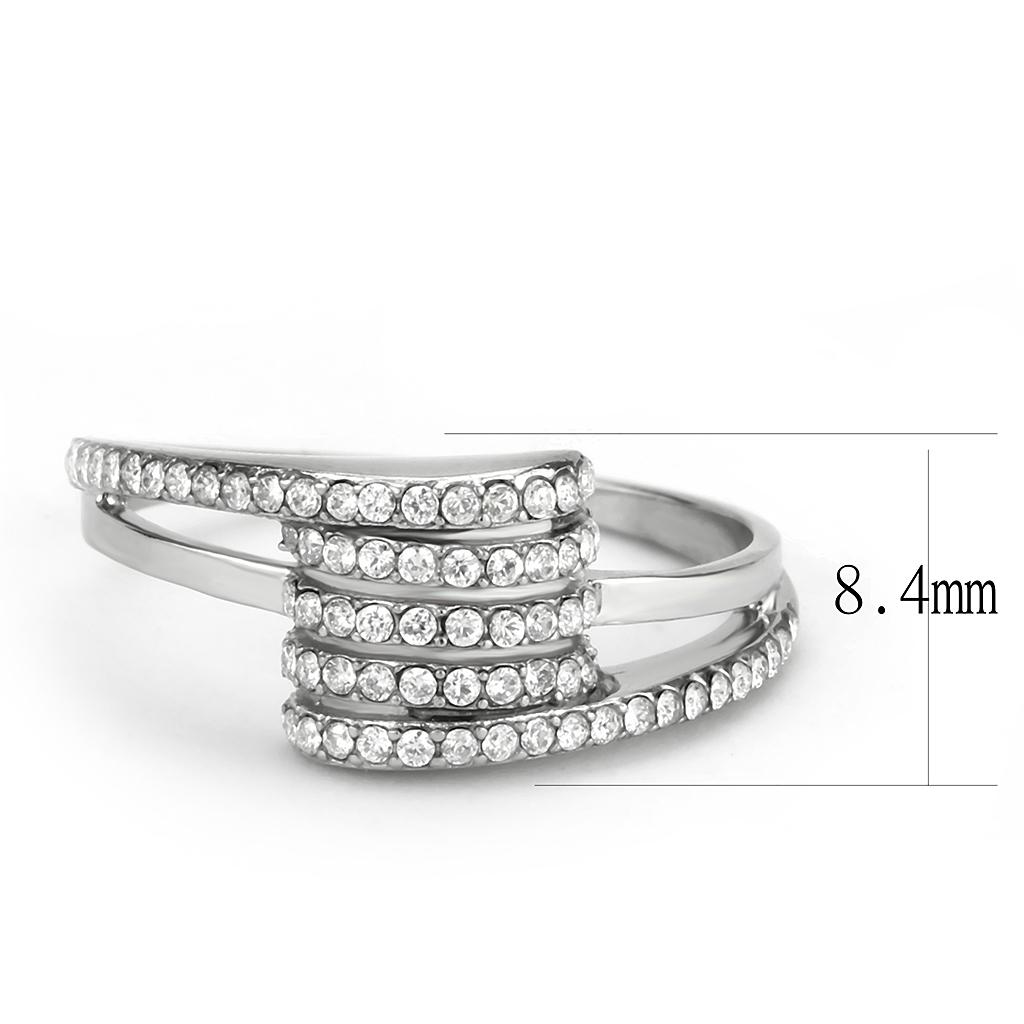 DA342 - No Plating Stainless Steel Ring with AAA Grade CZ in Clear