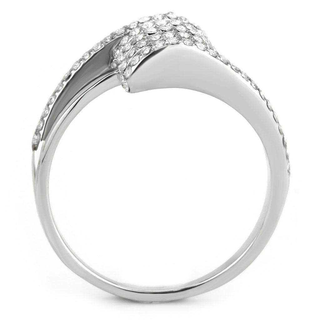 DA342 - No Plating Stainless Steel Ring with AAA Grade CZ in Clear