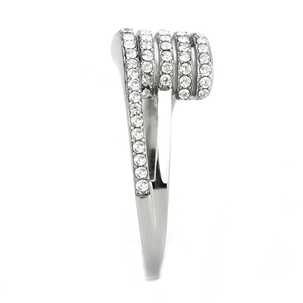 DA342 - No Plating Stainless Steel Ring with AAA Grade CZ in Clear