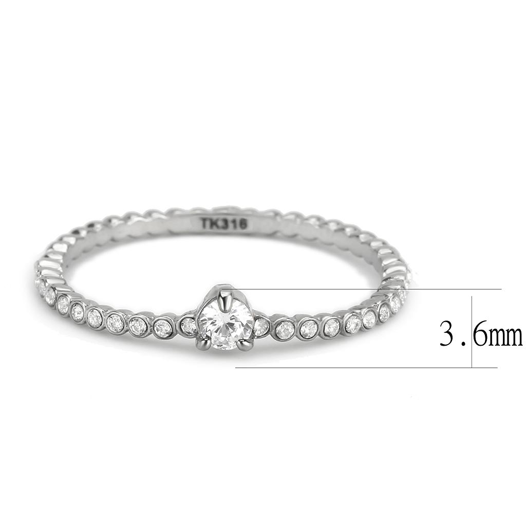 DA343 - No Plating Stainless Steel Ring with AAA Grade CZ in Clear