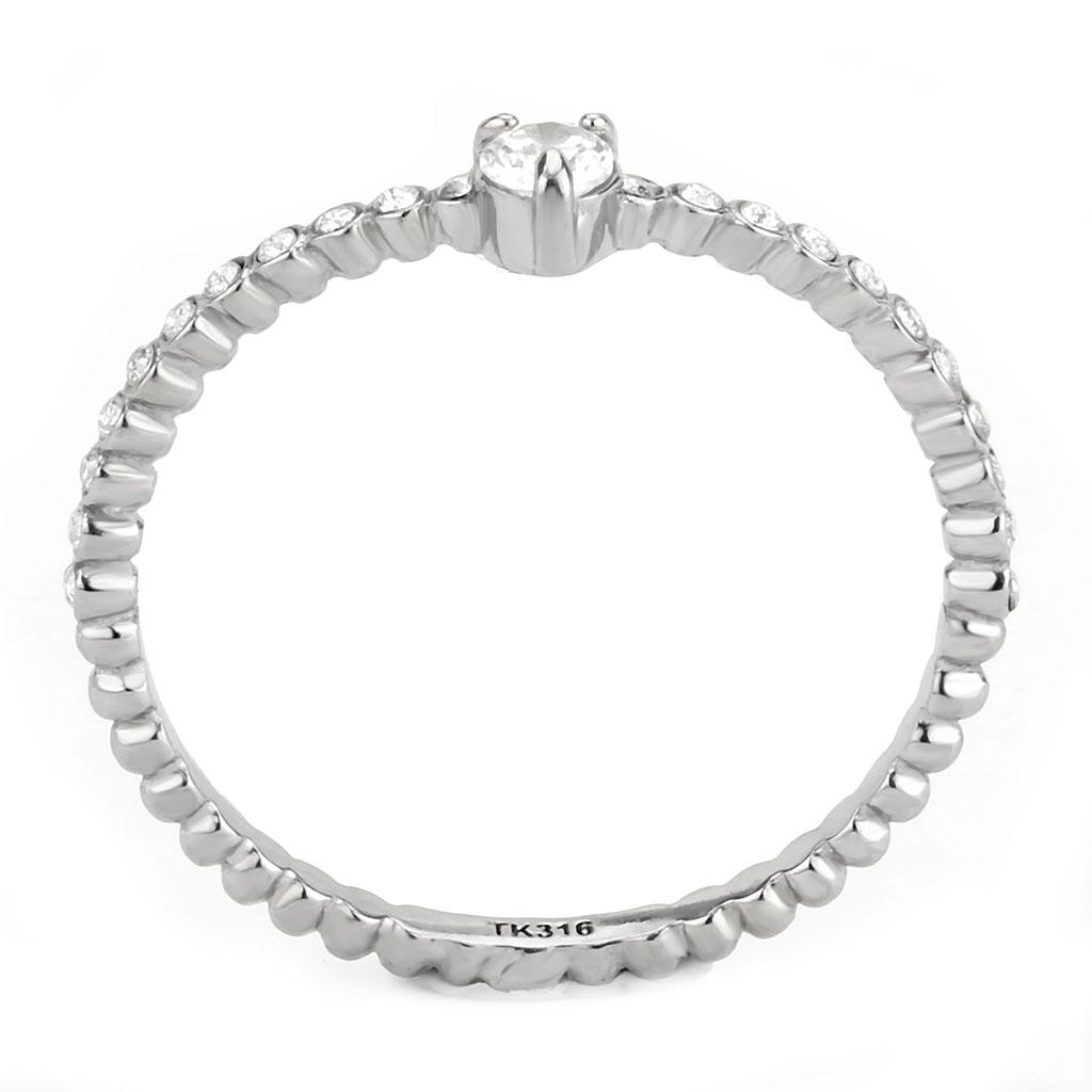 DA343 - No Plating Stainless Steel Ring with AAA Grade CZ in Clear