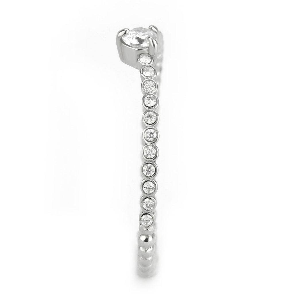 DA343 - No Plating Stainless Steel Ring with AAA Grade CZ in Clear