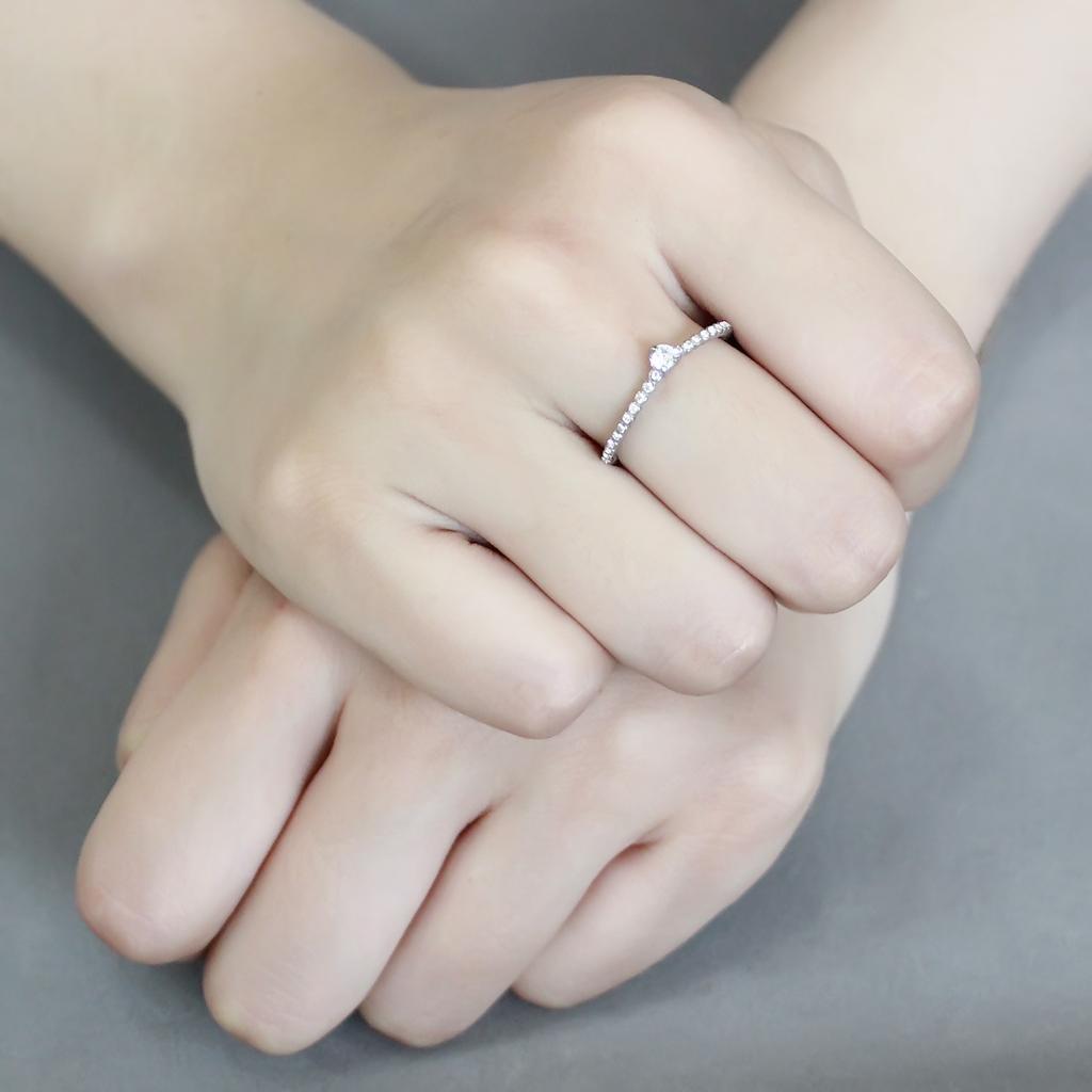 DA343 - No Plating Stainless Steel Ring with AAA Grade CZ in Clear