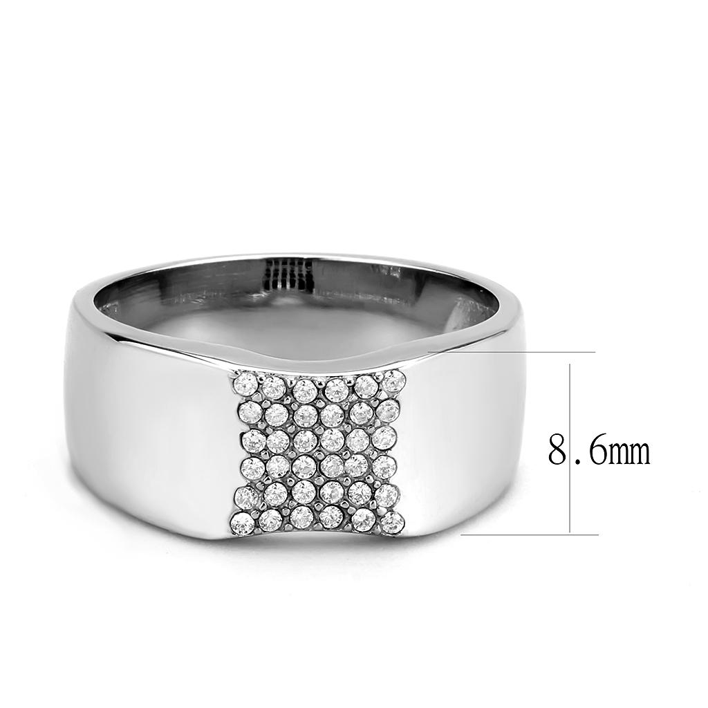 DA345 - No Plating Stainless Steel Ring with AAA Grade CZ in Clear