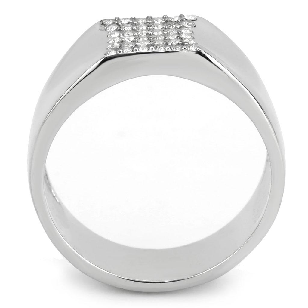 DA345 - No Plating Stainless Steel Ring with AAA Grade CZ in Clear