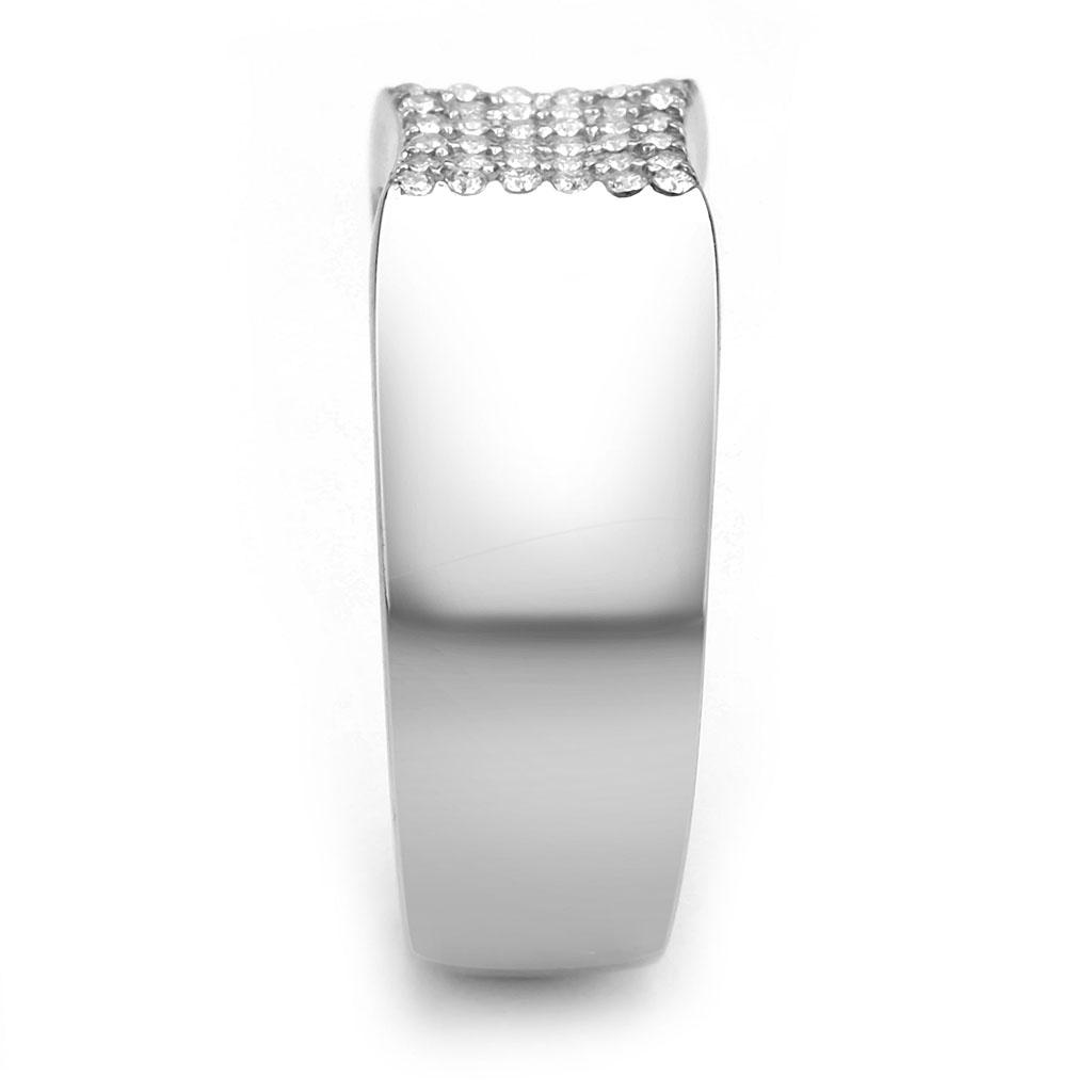 DA345 - No Plating Stainless Steel Ring with AAA Grade CZ in Clear