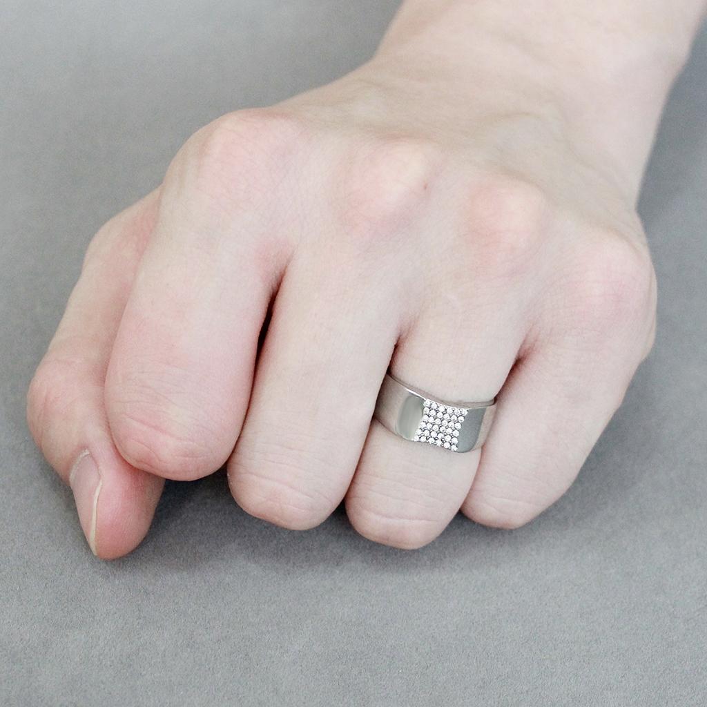 DA345 - No Plating Stainless Steel Ring with AAA Grade CZ in Clear