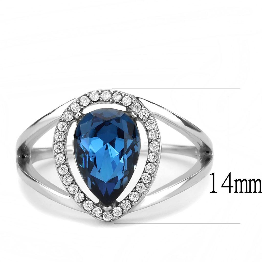 DA349 - High polished (no plating) Stainless Steel Ring with Top Grade Crystal in Montana