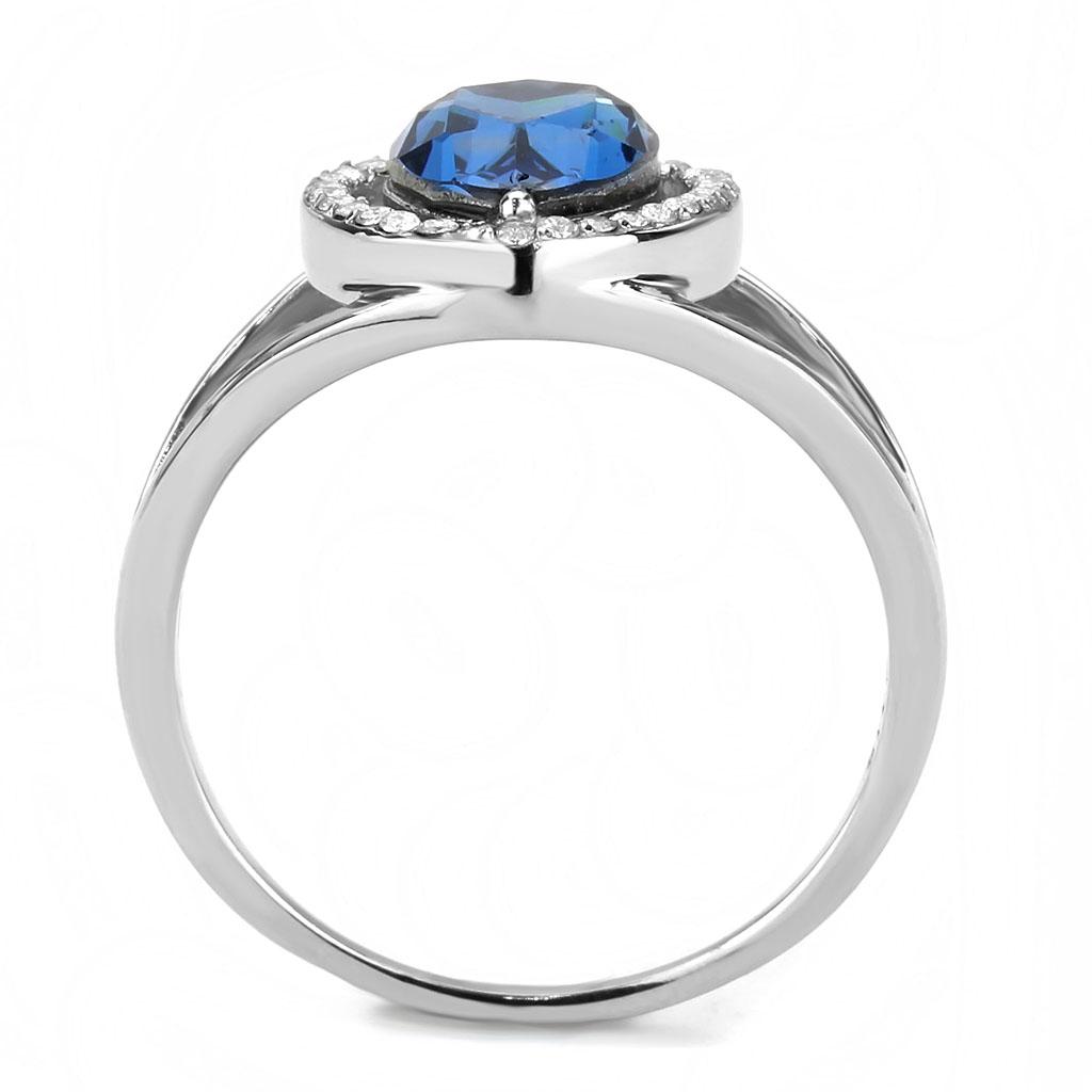 DA349 - High polished (no plating) Stainless Steel Ring with Top Grade Crystal in Montana