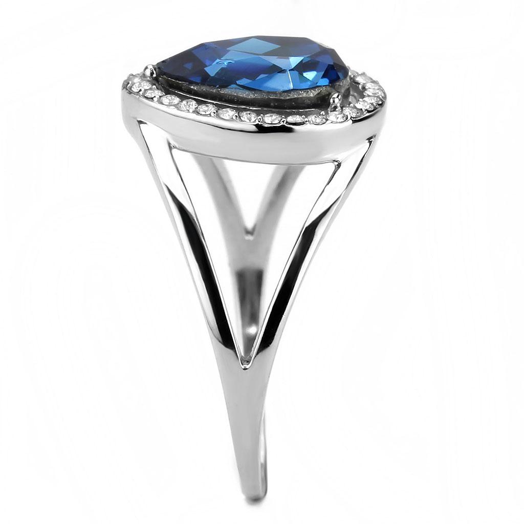 DA349 - High polished (no plating) Stainless Steel Ring with Top Grade Crystal in Montana