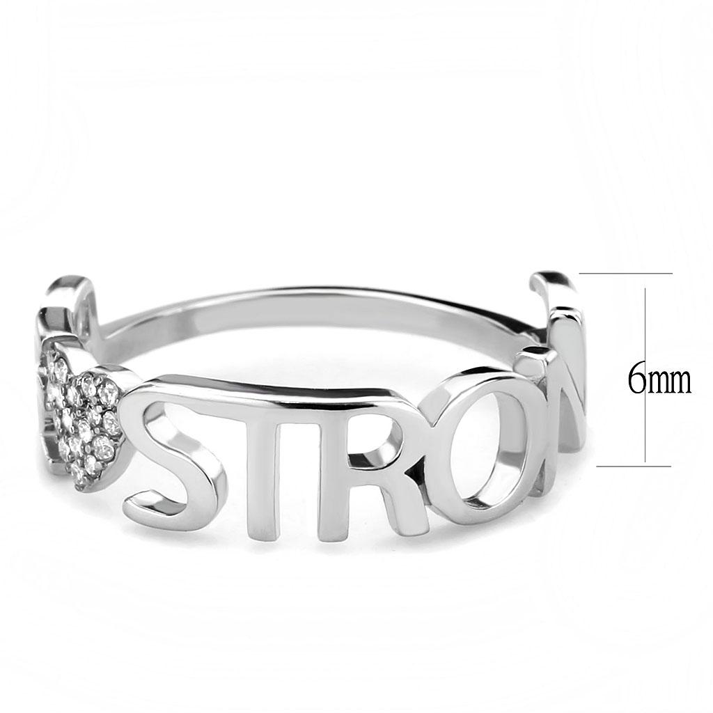 DA356 - High polished (no plating) Stainless Steel Ring with AAA Grade CZ in Clear