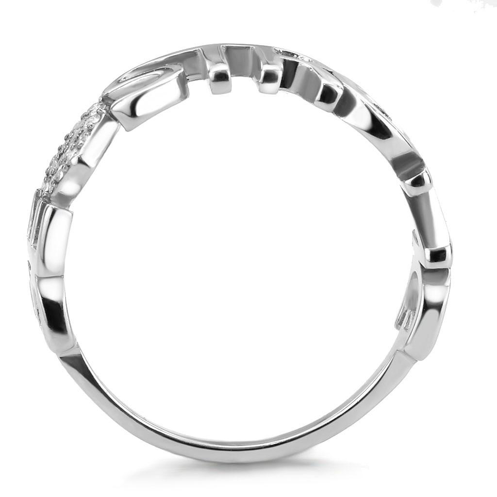 DA356 - High polished (no plating) Stainless Steel Ring with AAA Grade CZ in Clear