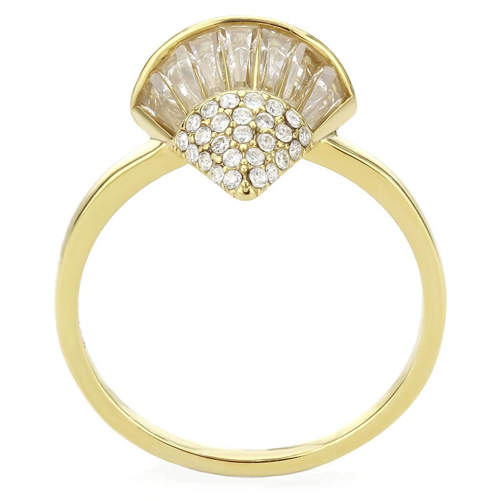 DA359 - IP Gold(Ion Plating) Stainless Steel Ring with AAA Grade CZ in Clear