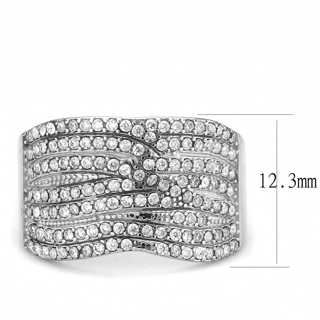 DA362 - High polished (no plating) Stainless Steel Ring with AAA Grade CZ in Clear
