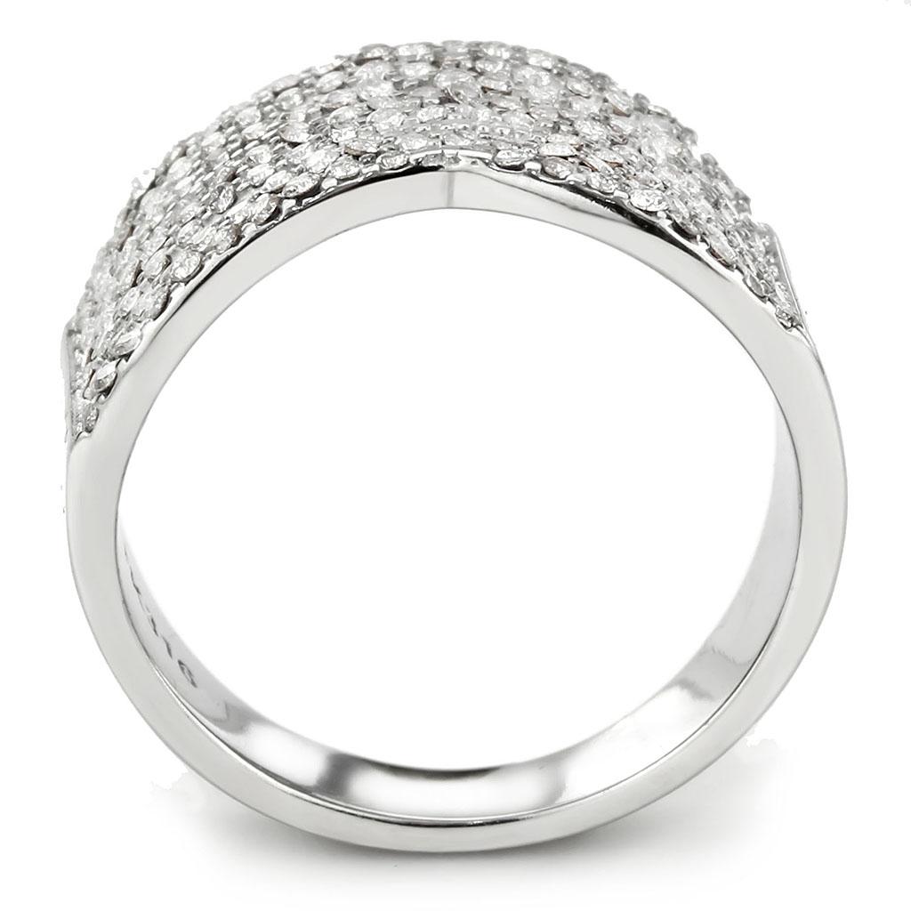 DA362 - High polished (no plating) Stainless Steel Ring with AAA Grade CZ in Clear