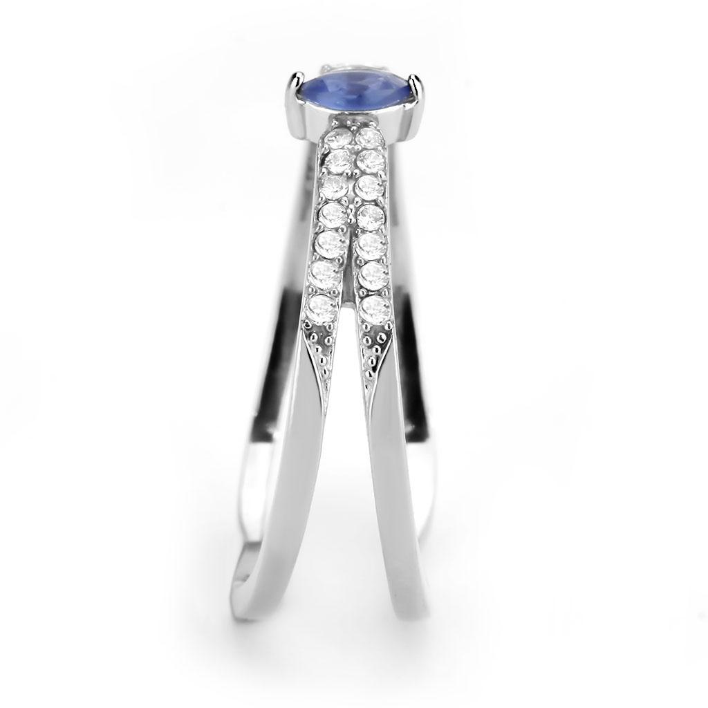 DA383 - High polished (no plating) Stainless Steel Ring with Synthetic in Montana