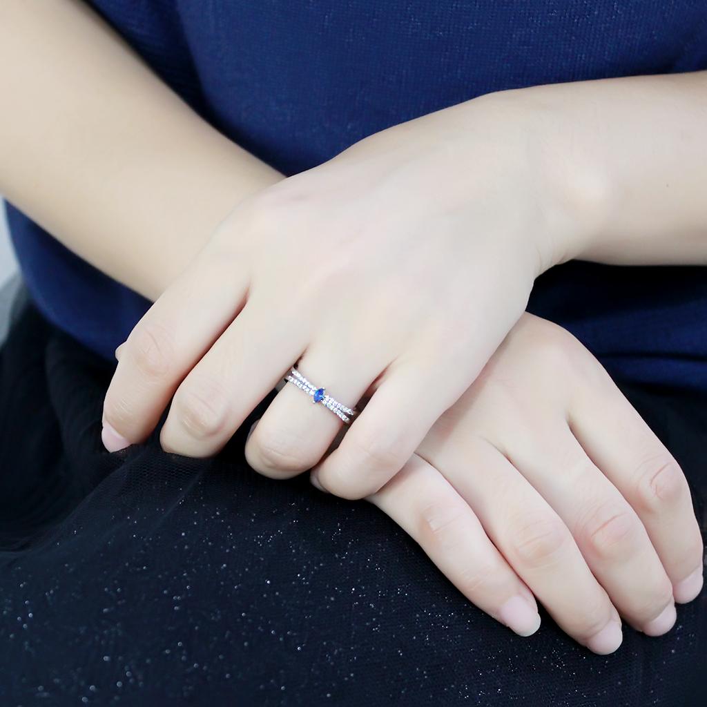 DA383 - High polished (no plating) Stainless Steel Ring with Synthetic in Montana