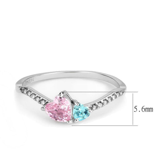 DA384Q - High polished (no plating) Stainless Steel Ring with AAA Grade CZ  in Multi Color