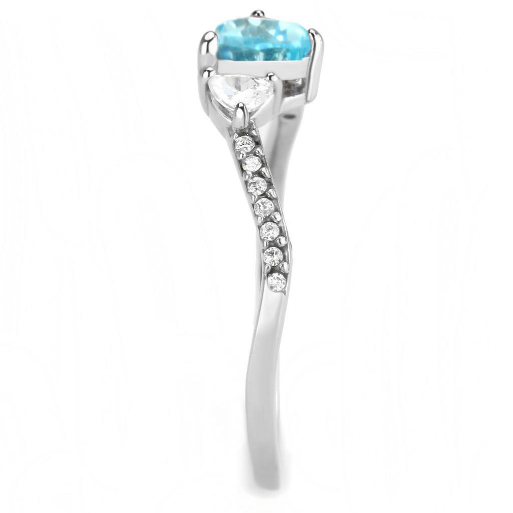 DA384Q - High polished (no plating) Stainless Steel Ring with AAA Grade CZ in Multi Color