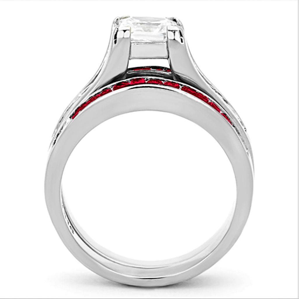 LOA1362 - High polished (no plating) Stainless Steel Ring with AAA Grade CZ in Multi Color