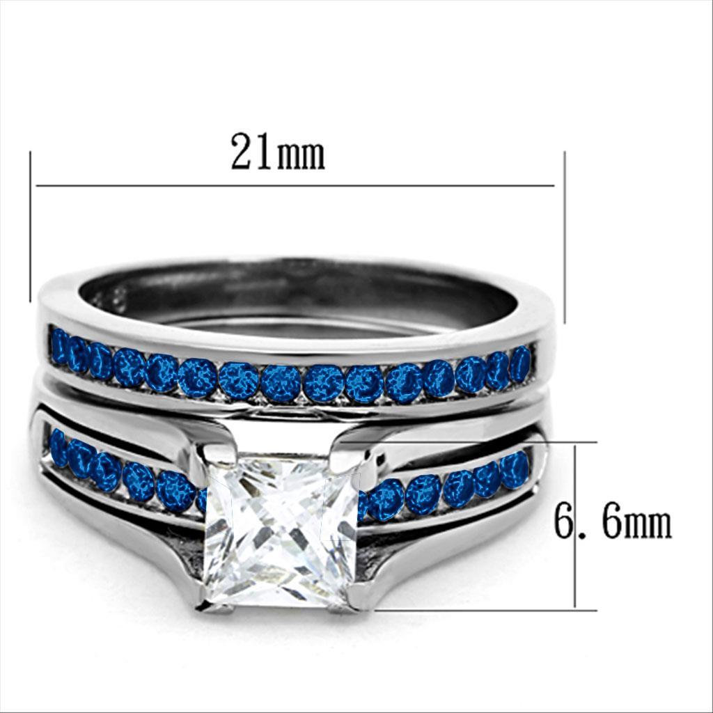 LOA1363 - High polished (no plating) Stainless Steel Ring with AAA Grade CZ in Multi Color