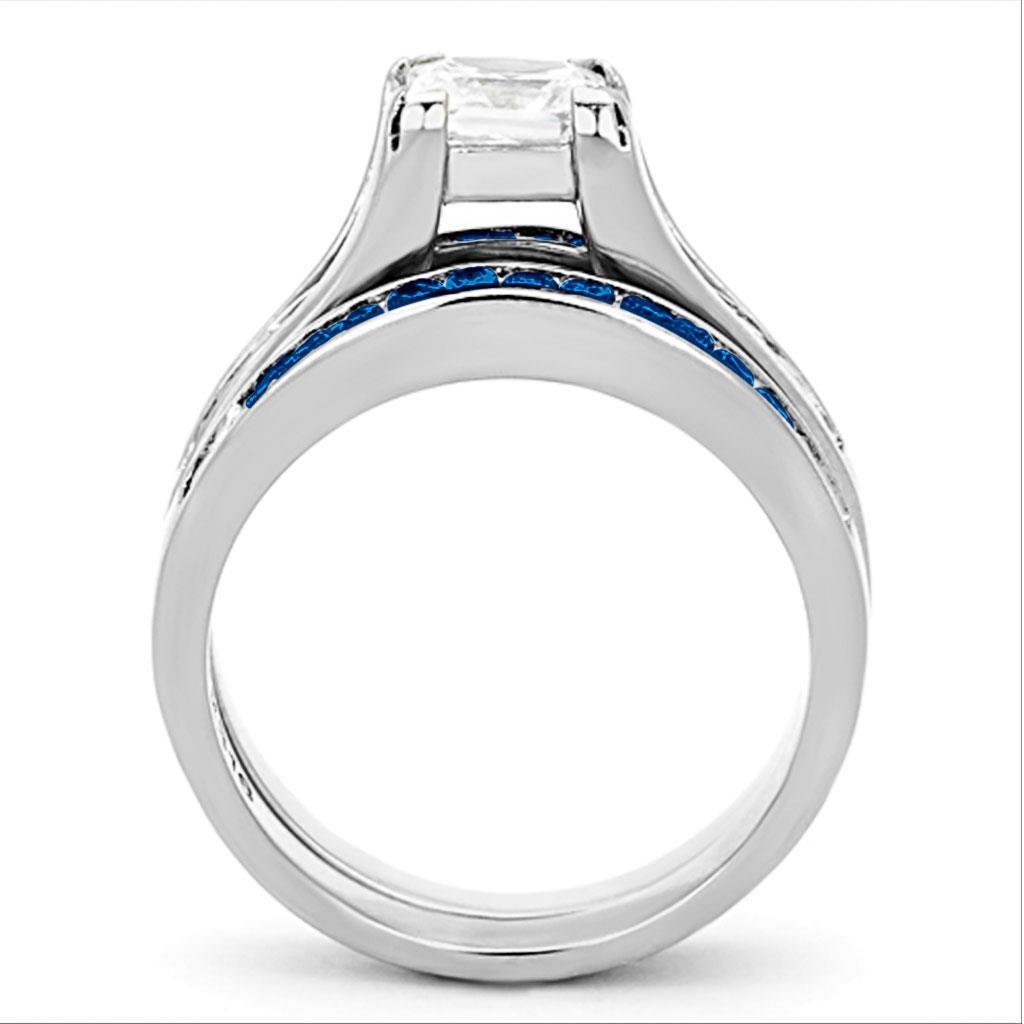 LOA1363 - High polished (no plating) Stainless Steel Ring with AAA Grade CZ in Multi Color