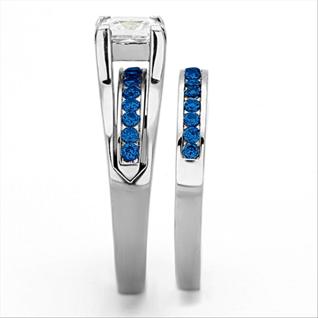 LOA1363 - High polished (no plating) Stainless Steel Ring with AAA Grade CZ in Multi Color
