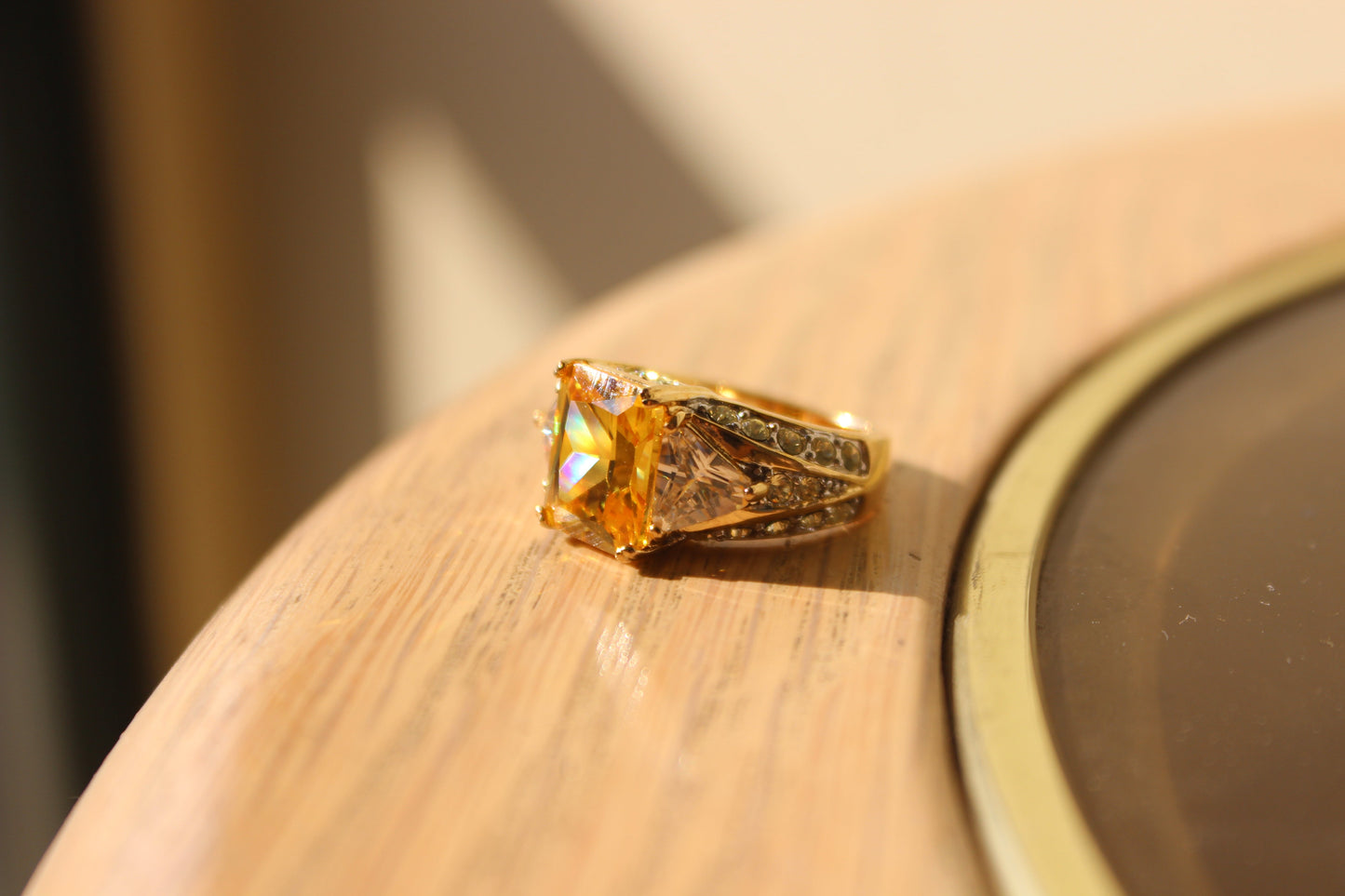 LOAS1390 - 14K tone 925 Sterling Silver Ring with AAA Grade CZ in Yellow