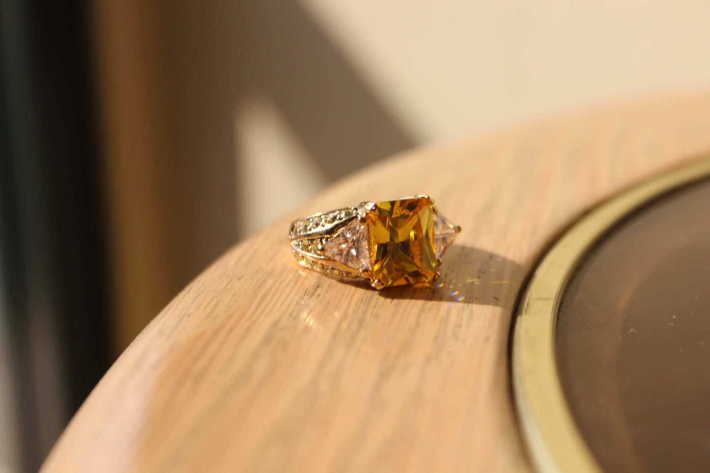 LOAS1390 - 14K tone 925 Sterling Silver Ring with AAA Grade CZ in Yellow