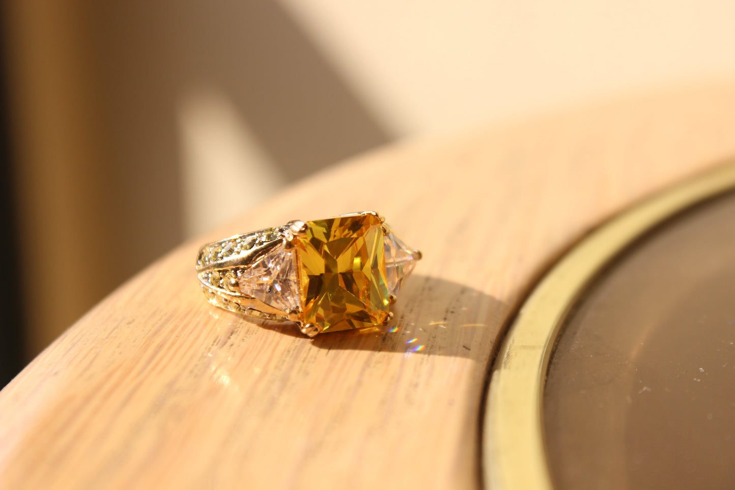 LOAS1390 - 14K tone 925 Sterling Silver Ring with AAA Grade CZ in Yellow