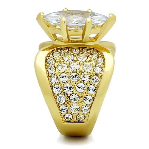 TK1672 - IP Gold(Ion Plating) Stainless Steel Ring with AAA Grade CZ in Clear