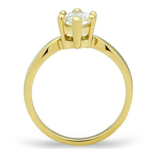 TK1673 - IP Gold(Ion Plating) Stainless Steel Ring with AAA Grade CZ in Clear