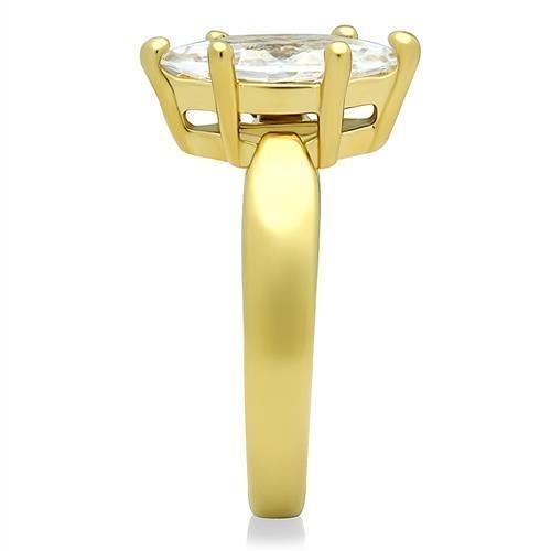 TK1673 - IP Gold(Ion Plating) Stainless Steel Ring with AAA Grade CZ in Clear