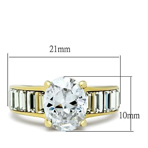 TK1675 - IP Gold(Ion Plating) Stainless Steel Ring with AAA Grade CZ in Clear